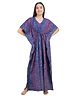 KOI Floral Printed Half Sleeves Maternity Night Suit - Blue