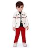 DOTSONThe Art Of Style Print Full Sleeves Jacket With Tee & Pants - Cream