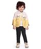 DOTSON Striped And Star Print Full Sleeves Jacket With Tee & Pants - Yellow