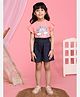 Lilpicks Couture Cap Frilled Sleeves Dreaming Print Top With Shorts - Pink