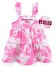 UCB Sleeveless Frock Text Embroidered - Pink