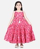 Aww Hunnie Sleeveless Floral Print Ethnic Dress - Pink