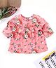 Babyhug Three Fourth Sleeves Rayon Top With Frill Detailing And Floral Print- Pink