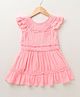 Sweetlime by A.S Short Flutter Sleeves Textured Dress - Neon Pink