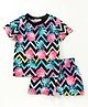 CrayonFlakes Half Sleeves Pineapple & Chevron Print Coordinated Tee & Shorts Set - Black