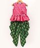 Twisha Sleeveless All Over Flower Motif Print Peplum Style Top With Contrast Dhoti - Pink Green