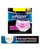 Whisper Super Absorbent Period Panty, 6 M-L Pants, 360 Degree Leakage Protection for Heavy Flow, Panty like Fit, Full back Coverage, Absorbs Heavy Gushes, Silky Soft, Comfortable Feel