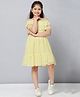 Stylo Bug Off Shoulder Sleeves Solid Self Design Off Shoulder Dress -Yellow