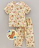 Wonderchild Half Sleeves All Over Animal & Flower Printed Night Suit - Pink