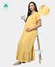 ECOMAMA Organic Cotton & Bamboo Antimicrobial Half Sleeves Maternity Nighty Plants Print - Yellow