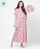 ECOMAMA Organic Cotton & Bamboo Antimicrobial Cap Sleeves Maternity Nighty Leafy Print - Pink