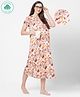ECOMAMA Organic Cotton & Bamboo Antimicrobial Short Sleeves Maternity Nursing Nighty Floral Print - Pink