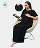 ECOMAMA Organic Cotton & Bamboo Antimicrobial Half Sleeves Maternity Nighty - Black