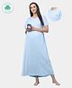 ECOMAMA Organic Cotton & Bamboo Antimicrobial Half Sleeves Maternity Nighty Dots Print - Light Blue
