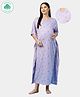 ECOMAMA Organic Cotton & Bamboo Antimicrobial Half Sleeves Kaftan Nighty Plants Print - Purple