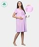 ECOMAMA Half Sleeves Organic Cotton & Bamboo Antimicrobial Lounge Tee Text Print - Pink