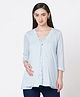 ECOMAMA Three Fourth Sleeves Organic Cotton & Bamboo Maternity Shrug Solid - Blue