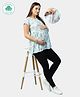 ECOMAMA Organic Cotton & Bamboo Antimicrobial Cap Sleeves Lounge Maternity Top Leafy Print - Mint