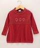 Babyhug Full Sleeves Solid Woollen Dress Sequin Design - Red