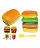 FunBlast Burger Shape Lunch Box Combo Set - Multicolor