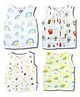 LazyToddler Sleeveless Cotton Organic Muslin Jhablas Multi Print Pack Of 4 - Multicolor