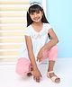 BIBA Short Sleeves Embroidered Yoke Straight Top - Ice Blue
