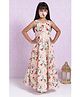 BIBA Sleeveless All Over Floral Print Art Silk A Line Gown - Pink