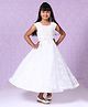 BIBA Floral & Lace Embroidered Sleeveless Gown - White