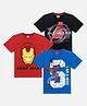 Kidsville Pack Of 3 Half Sleeves Marvels Avengers Iron Man & Spider Man Printed Tee  - Blue Red & Black