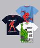 Kidsville Pack Of 3 Half Sleeves Marvels Avengers Iron Man The Hulk & Spider Man Printed Tee - White Black & Blue