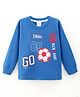 Simply Full Sleeves Cotton T-shirt Placement Print- Blue