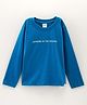 Simply Full Sleeves Cotton T-shirt Placement Print - Blue