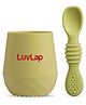 LuvLap Silicone Baby Training Cup & Spoon, 100% Food Grade, BPA & Plastic Free, White