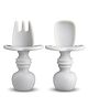 LuvLap Baby Weaning Spoon & Fork Set, Silicone, Stage 1, 6M+, Gum Friendly, BPA Free, White