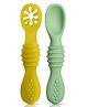 LuvLap Baby Led Weaning Silicone Spoons, Set of 2, First Stage, 6M+, BPA Free, Yellow & Green