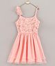 Under Fourteen Only Sleeveless Floral & Leaf Embroidery Detailed Tulle Frill Dress - Pink