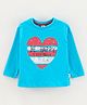 Teddy Full Sleeves Top Text Print - Blue