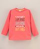 Teddy Full Sleeves Cotton Top Text Print- Pink