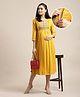 Bella Mama Three Fourth Sleeves Maternity Kurta Floral Embroidery - Yellow