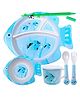 Negocio Fish Shaped Dishwasher Safe Bamboo Dinner Set - Blue