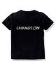 KAVEE Half Sleeves 100% Cotton Biowashed Champion Text Print Tee - Black