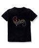 KAVEE Half Sleeves 100% Cotton Biowashed Music Sheet Print Tee - Black
