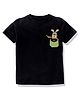 KAVEE 100% Cotton Bio Washed Half Sleeves Rabbit Print Tee - Black