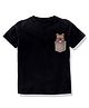 KAVEE 100% Cotton Bio Washed Half Sleeves Teddy Print Tee - Black