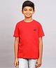 Zion Half Sleeves Bull & Number Placement Embroidered Tee - Red