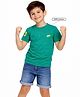 Zion Half Sleeves Bull & Number Placement Embroidered Tee - Green
