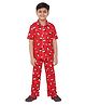 Ninos Dreams Half Sleeves Panda Printed Night Suit - Red
