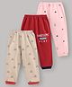 Mini Donuts Full Length Lounge Pants Text Print Pack of 3 - Peach Beige Maroon