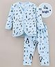 Grab It Full Sleeves Pyjama Set Multi Print - Light Blue