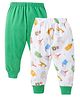 babywish Pack Of 2 Solid And Animal Printed Pyjama Pants - Green